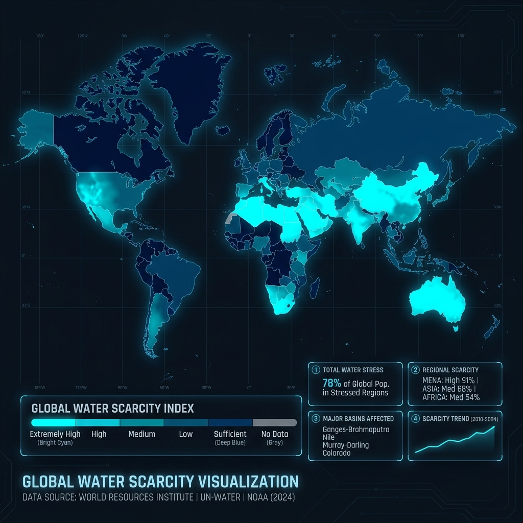 전 세계 물 부족 지도 시각화